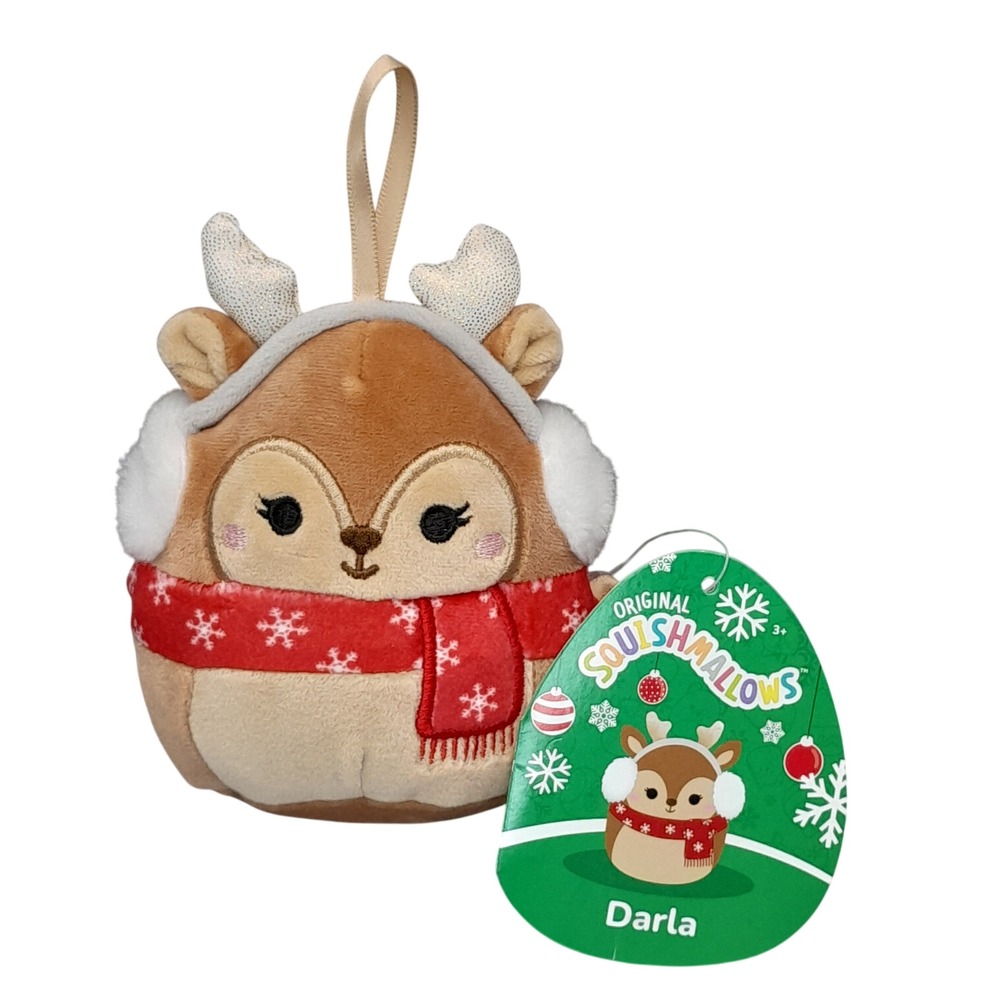 Squishmallow Darla Fawn‎ Reindeer Christmas Ornament 4 Inch Plush NWT Kellytoy